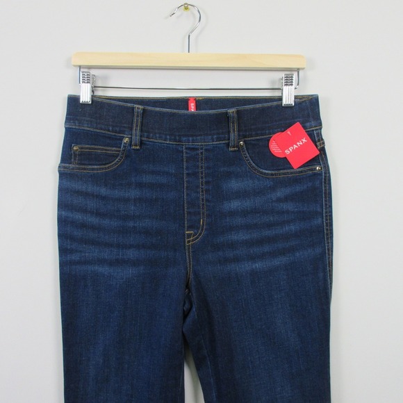 Spanx Clean Indigo Bootcut Trouser Women M Blue Flare Jeans Cotton Blend 562 - Picture 9 of 14